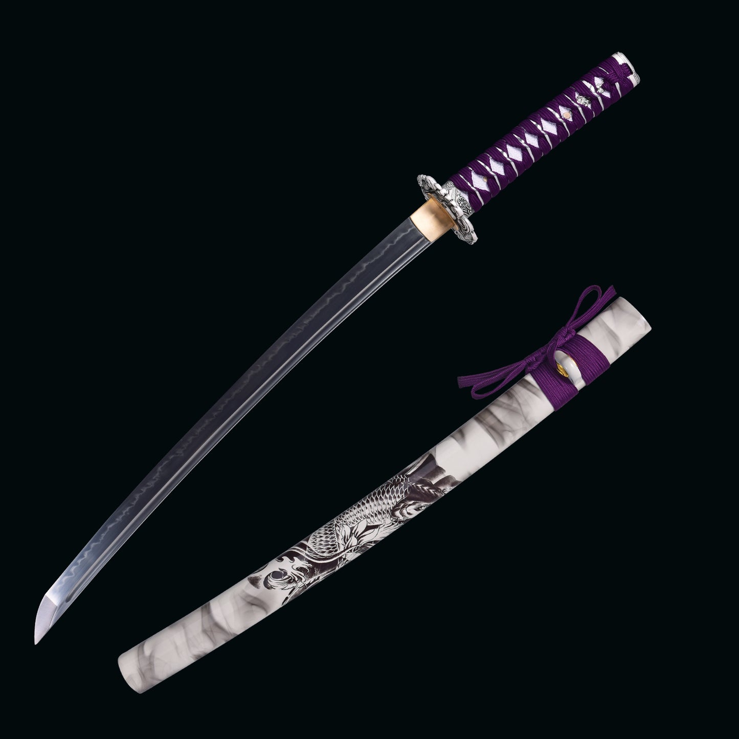 Handmade Japanese Sword Katana T10 Steel Clay Tempering  - QZH054